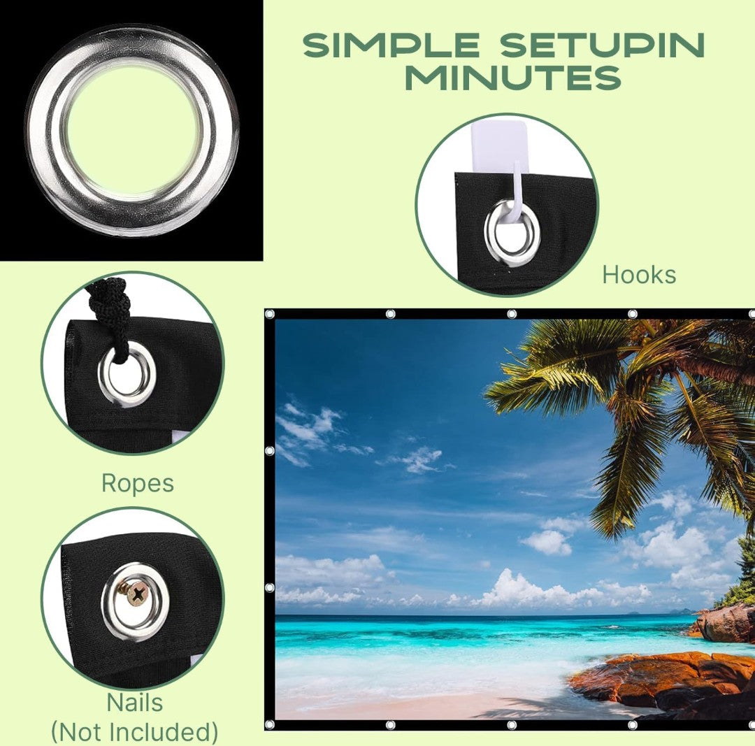 AAJK Projector Screen 120 inch, Washable Projector Screen 16:9 Foldable Anti-Crease Portable Projector Movies Screen for Home Theater Outdoor Indoor Support Double Sided Projection