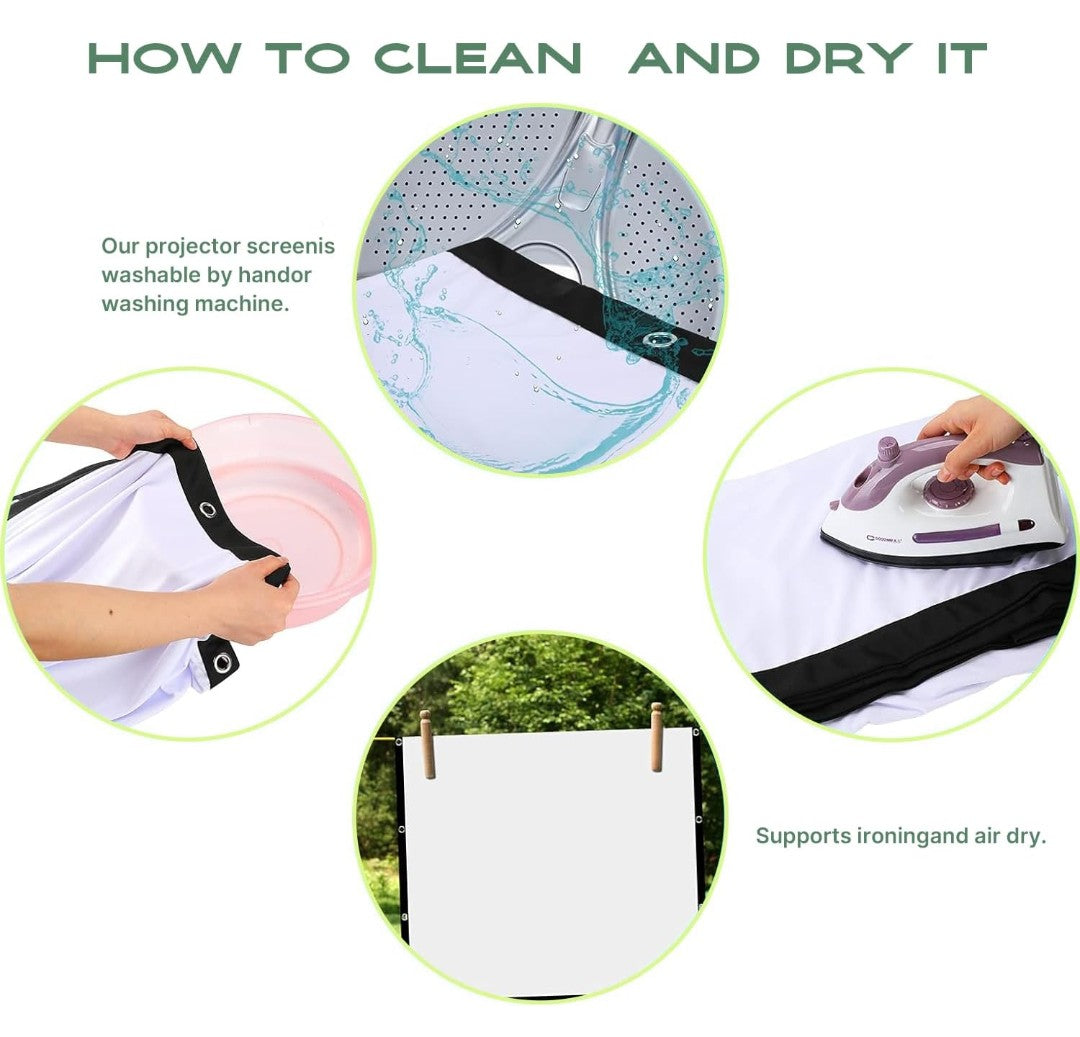 AAJK Projector Screen 120 inch, Washable Projector Screen 16:9 Foldable Anti-Crease Portable Projector Movies Screen for Home Theater Outdoor Indoor Support Double Sided Projection