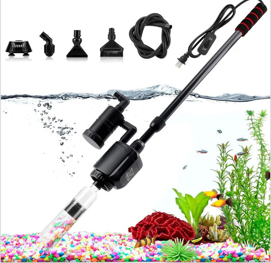 AQQA Electric Aquarium Gravel Cleaner, 6 in 1 Automatic Fish Tank Cleaning Tools Gravel Vacuum for Aquarium, Suitable for Change Water Wash Sand Water Filter and Water Circulation (320GPH, 20W)