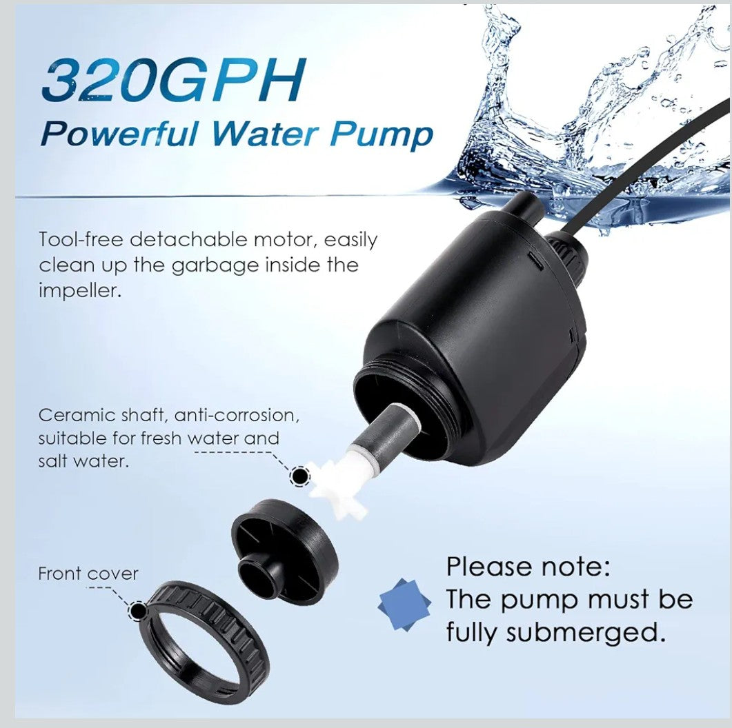 AQQA Electric Aquarium Gravel Cleaner, 6 in 1 Automatic Fish Tank Cleaning Tools Gravel Vacuum for Aquarium, Suitable for Change Water Wash Sand Water Filter and Water Circulation (320GPH, 20W)