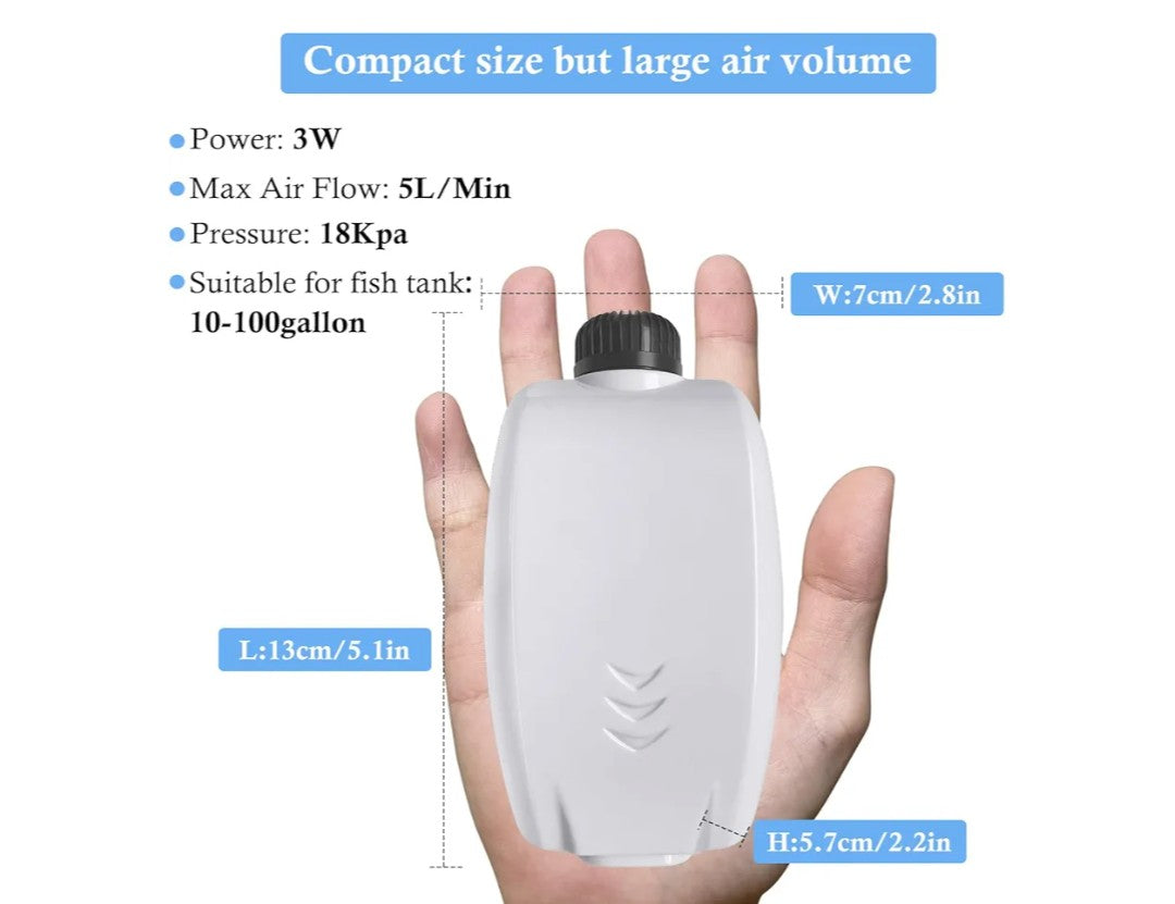 HITOP Dual Outlet Aquarium Electric Air Pump, Whisper Adjustable Fish Tank Aerator, Quiet Oxygen Pump with Accessories for 20 to 100 Gallon