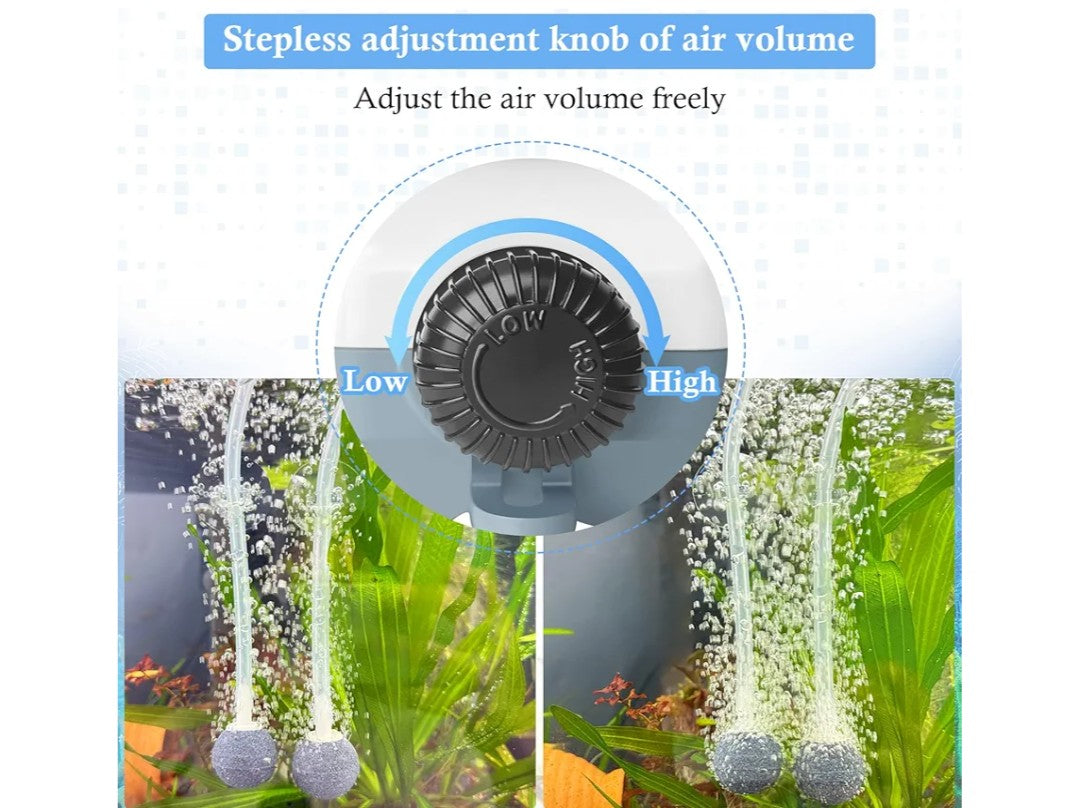 HITOP Dual Outlet Aquarium Electric Air Pump, Whisper Adjustable Fish Tank Aerator, Quiet Oxygen Pump with Accessories for 20 to 100 Gallon