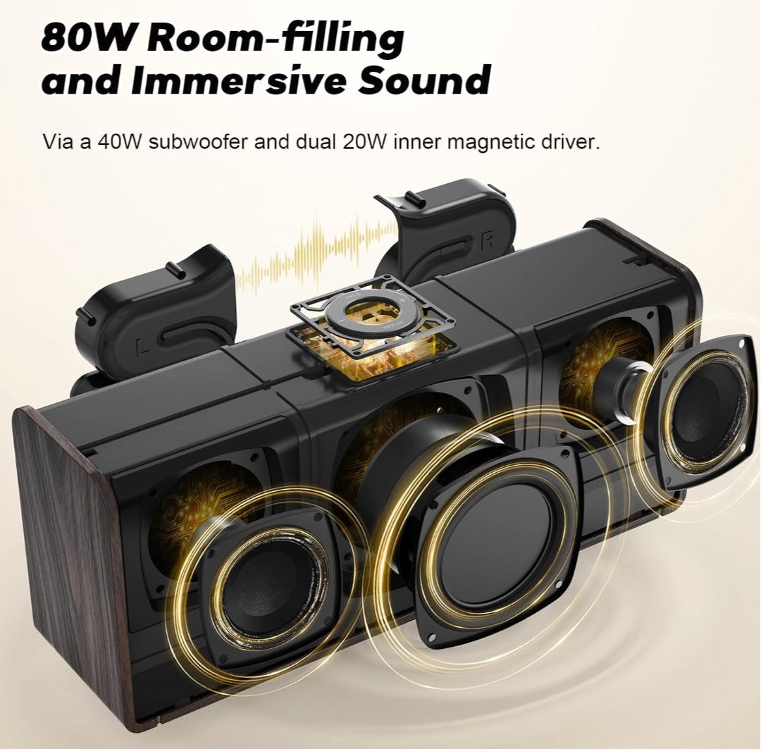 DOSS SoundBox Ultra Bluetooth Speaker with 2.1 Channel Audio, 80W Superior Sound with Deep Bass, Two DSP Technologies, 18H Playtime, BT 5.3, Wireless for Home, Office, Livingroom