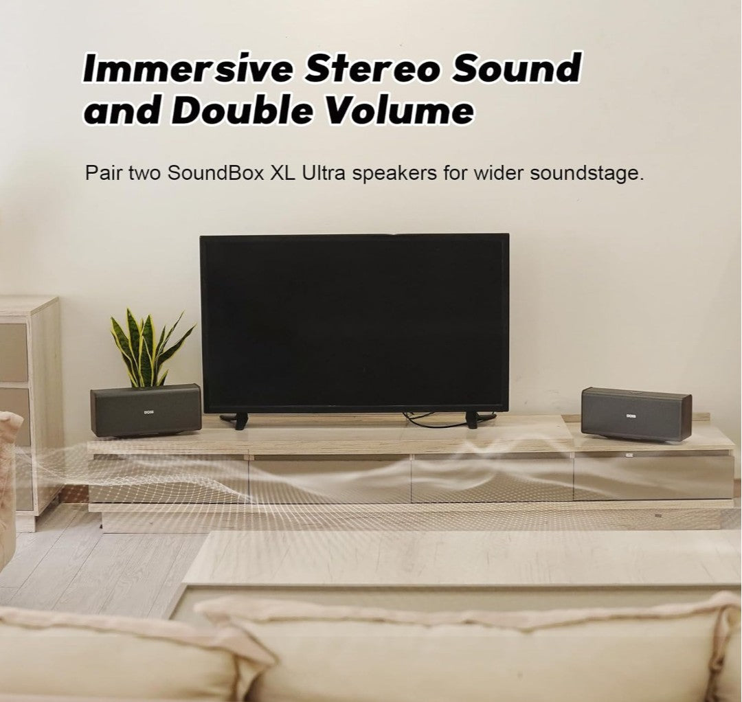 DOSS SoundBox Ultra Bluetooth Speaker with 2.1 Channel Audio, 80W Superior Sound with Deep Bass, Two DSP Technologies, 18H Playtime, BT 5.3, Wireless for Home, Office, Livingroom