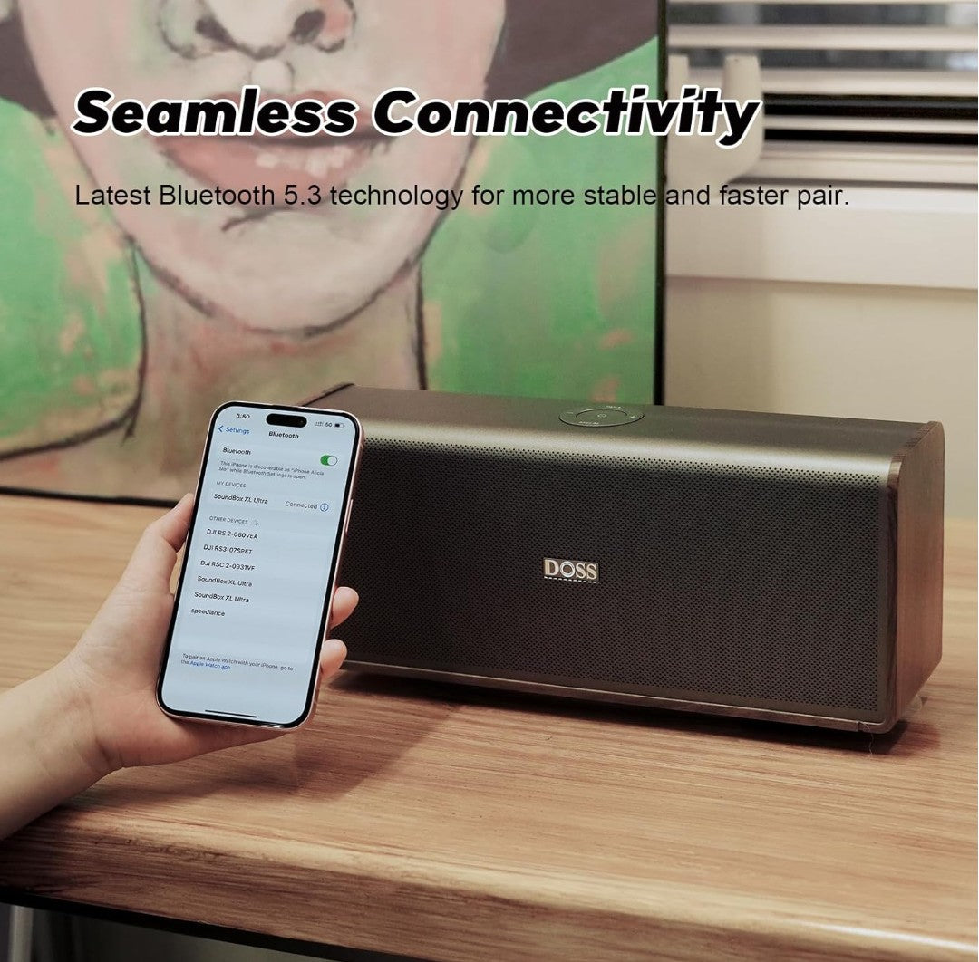 DOSS SoundBox Ultra Bluetooth Speaker with 2.1 Channel Audio, 80W Superior Sound with Deep Bass, Two DSP Technologies, 18H Playtime, BT 5.3, Wireless for Home, Office, Livingroom