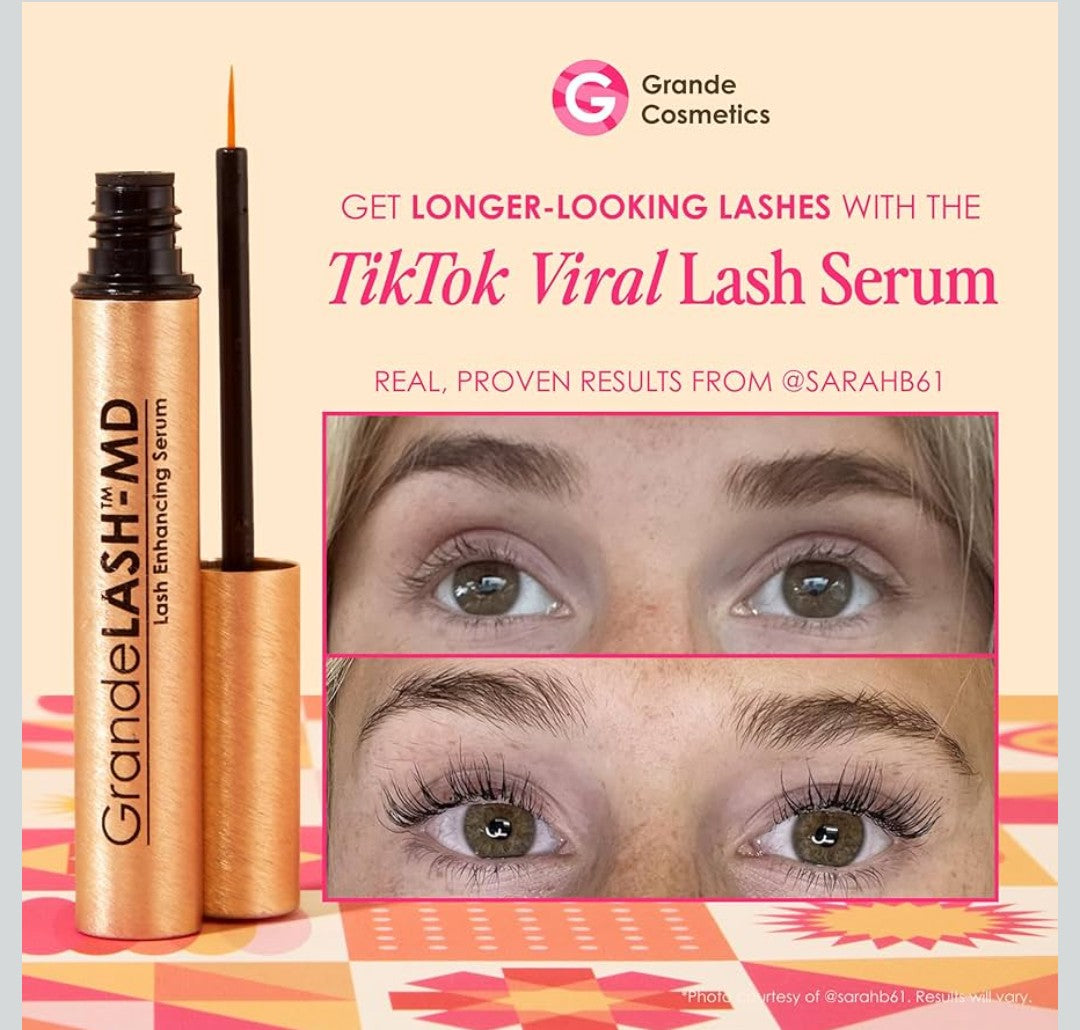 Grande Cosmetics GrandeLASH-MD Lash Enhancing Serum - Peptide & Vitamin Infused Formula for Longer, Thicker, Fuller Looking Lashes - Ophthalmologist Tested, Cruelty-Free
