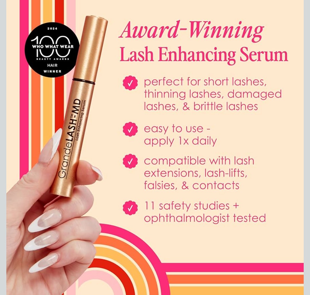 Grande Cosmetics GrandeLASH-MD Lash Enhancing Serum - Peptide & Vitamin Infused Formula for Longer, Thicker, Fuller Looking Lashes - Ophthalmologist Tested, Cruelty-Free