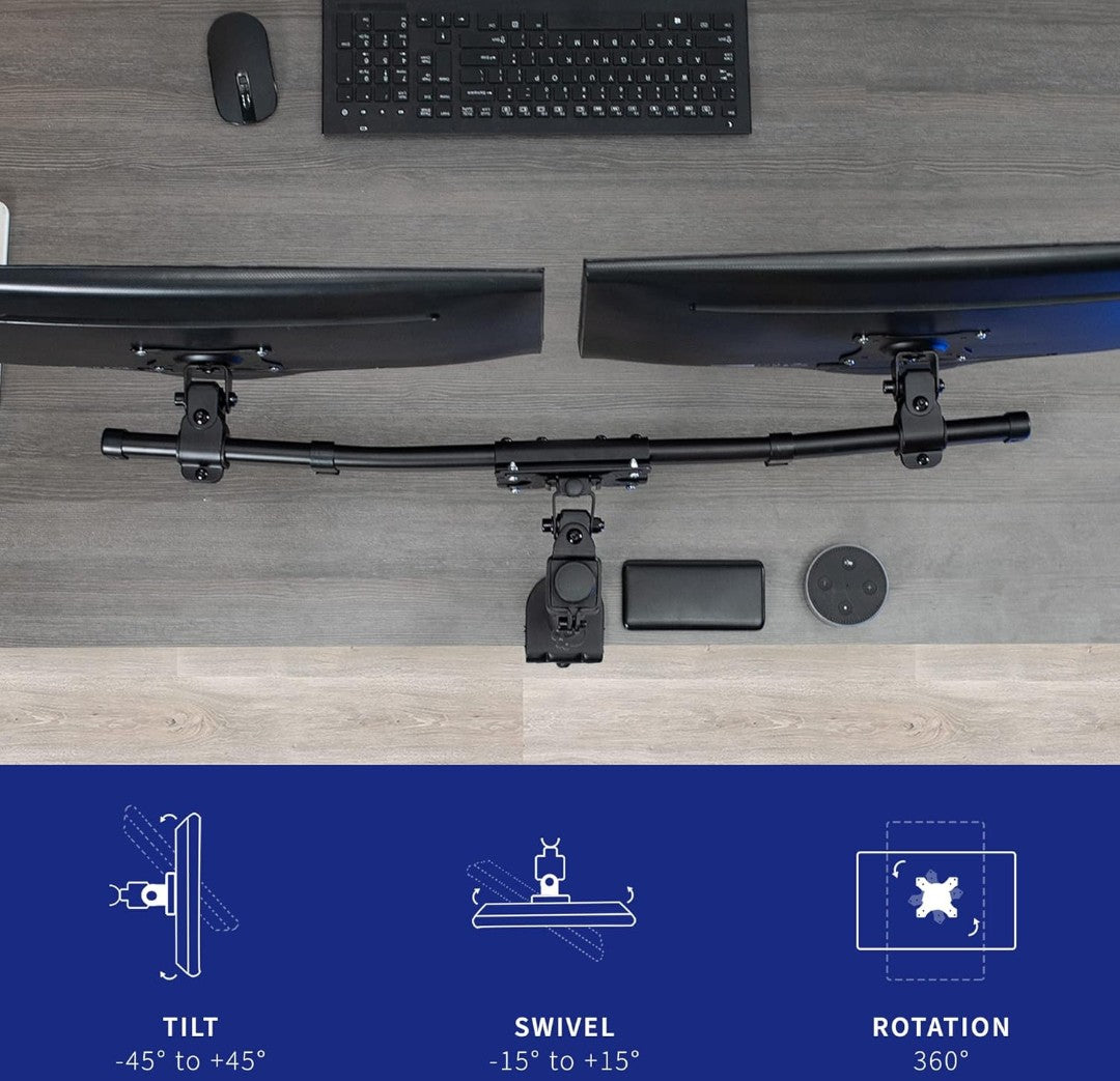 VIVO Dual VESA Bracket Adapter, Horizontal Assembly Mount for 2 Monitor Screens up to 27 inches, MOUNT-VW02A