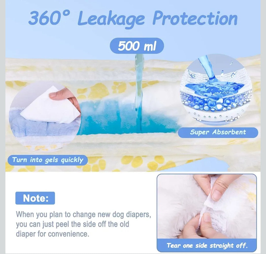 Pet Soft Female Dog Diapers - Disposable Doggy Diapers, Ultra Absorbent Leak-Proof Cat & Puppy Diapers for Dog in Heat or Incontinence 10pcs Small