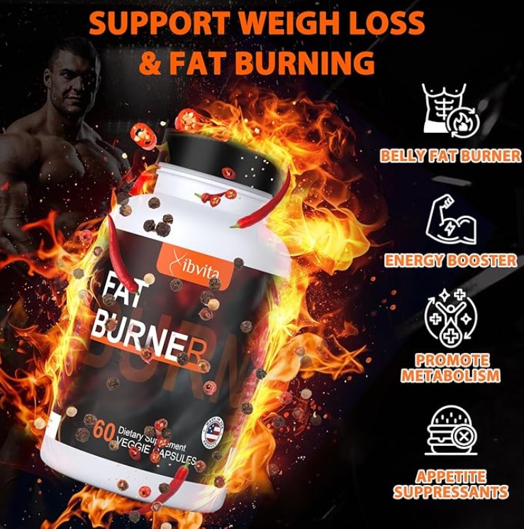 Fat Burner for Men Women - Weight Loss Supplement, Metabolism, Belly Fat Burning with Acetyl L-Carnitine, Green Tea Extract and More, 60 Count