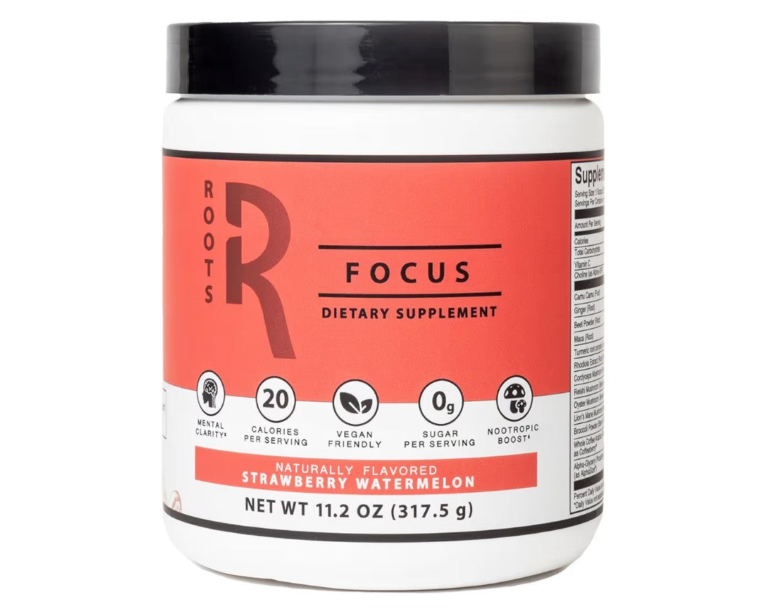 Silver Star Nutrition, Roots Focus Nootropic Brain Supplement - Strawberry Watermelon, Blend of Lion's Mane, Cordyceps, & Reishi Functional Mushrooms + Extended-Release Caffeine, 50 Servings