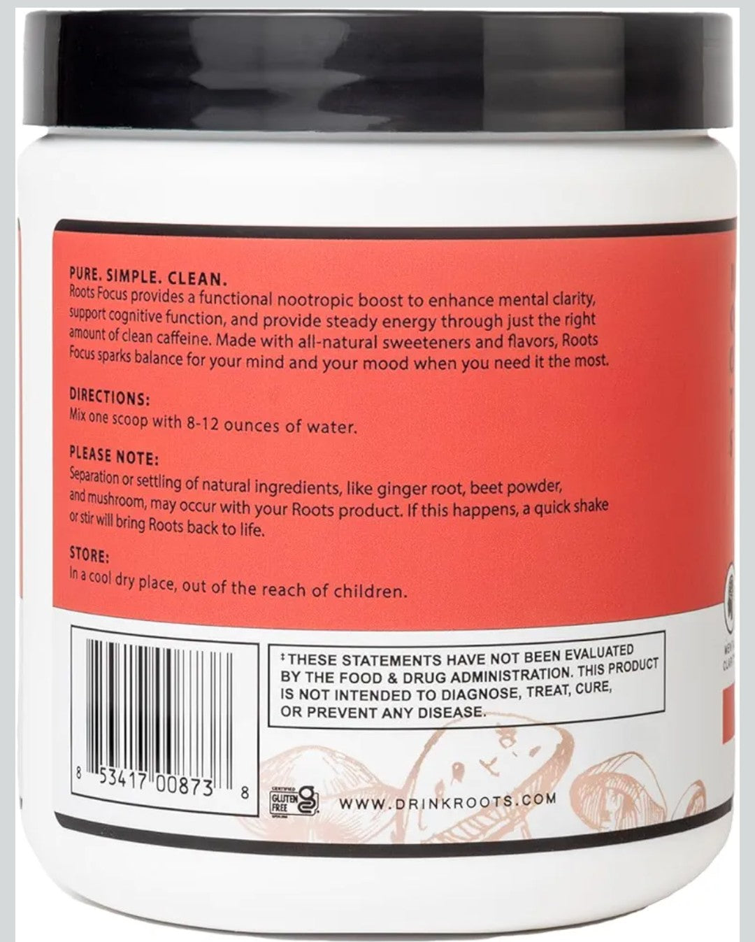 Silver Star Nutrition, Roots Focus Nootropic Brain Supplement - Strawberry Watermelon, Blend of Lion's Mane, Cordyceps, & Reishi Functional Mushrooms + Extended-Release Caffeine, 50 Servings