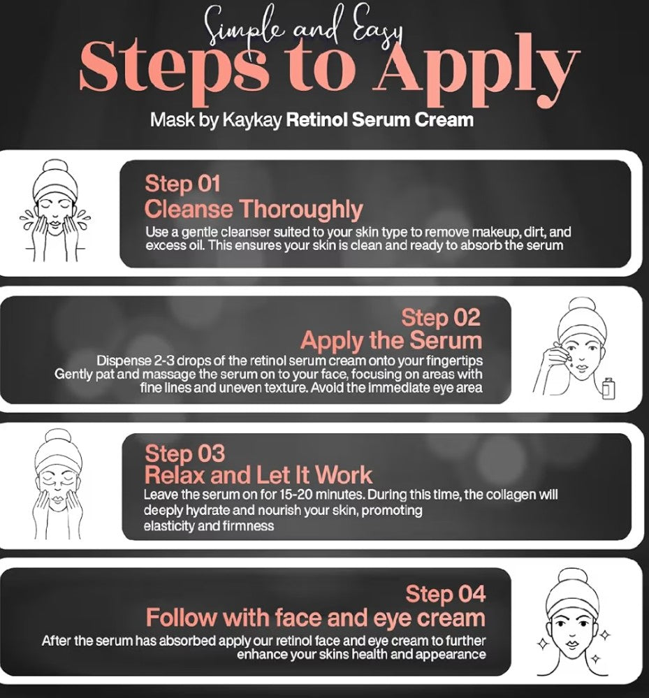 Retinol 3-Piece Set: Face Cream, Moisturizer, and Firming Serum for Women - Skin Care Exfoliant