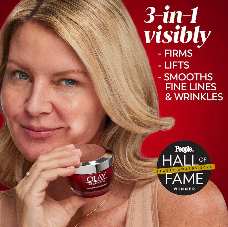 Olay Face Moisturizer, Regenerist Micro-Sculpting Cream for Women, Fragrance-Free - Hydrating, Anti-Aging, Anti-Wrinkle, Firming Skin Care - Hyaluronic Acid, Niacinamide, Amino Peptides, 1.7 Oz