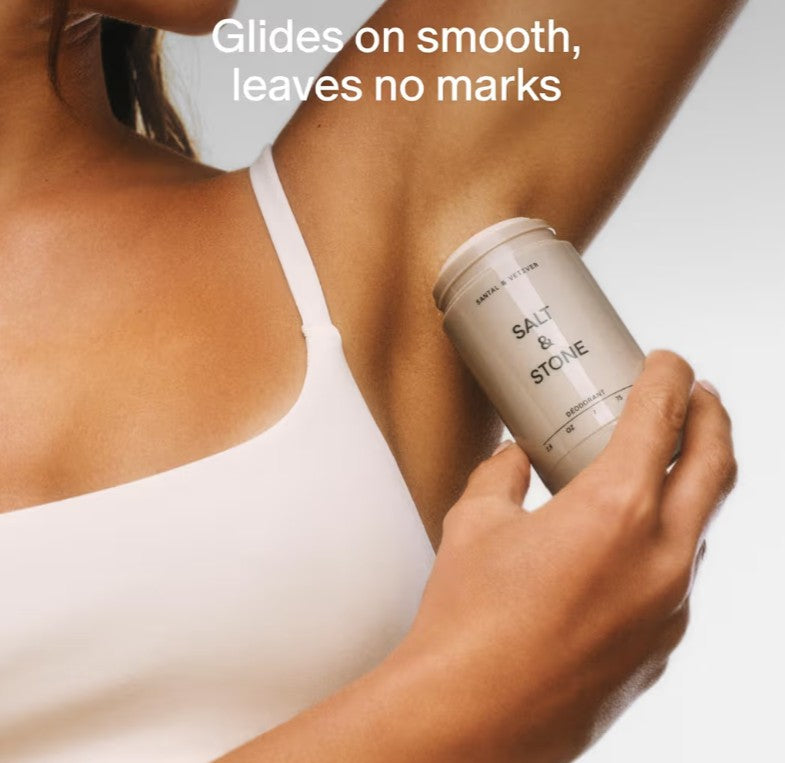 SALT & STONE Aluminum Free Deodorant | Extra Strength 48 Hour Protection for Women & Men | Made with Seaweed Extracts, Shea Butter & Prebiotics (Santal & Vetiver)