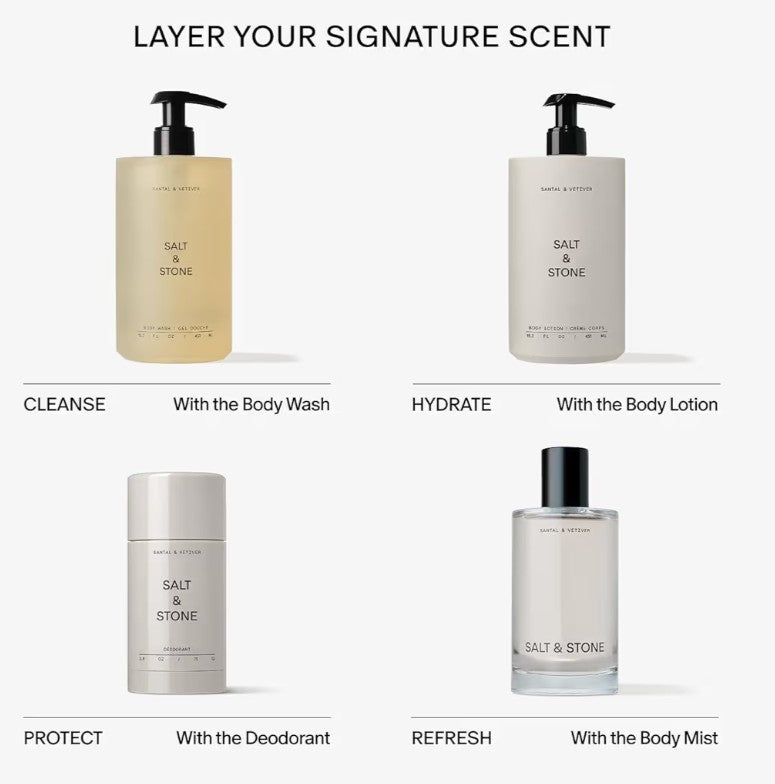 SALT & STONE Aluminum Free Deodorant | Extra Strength 48 Hour Protection for Women & Men | Made with Seaweed Extracts, Shea Butter & Prebiotics (Santal & Vetiver)