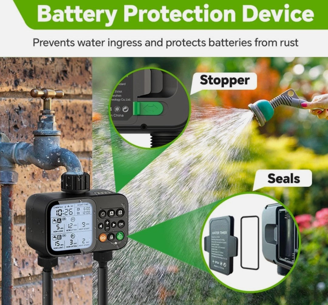 Smart Dual Outlet Water Timer for Automatic and Manual Irrigation Control