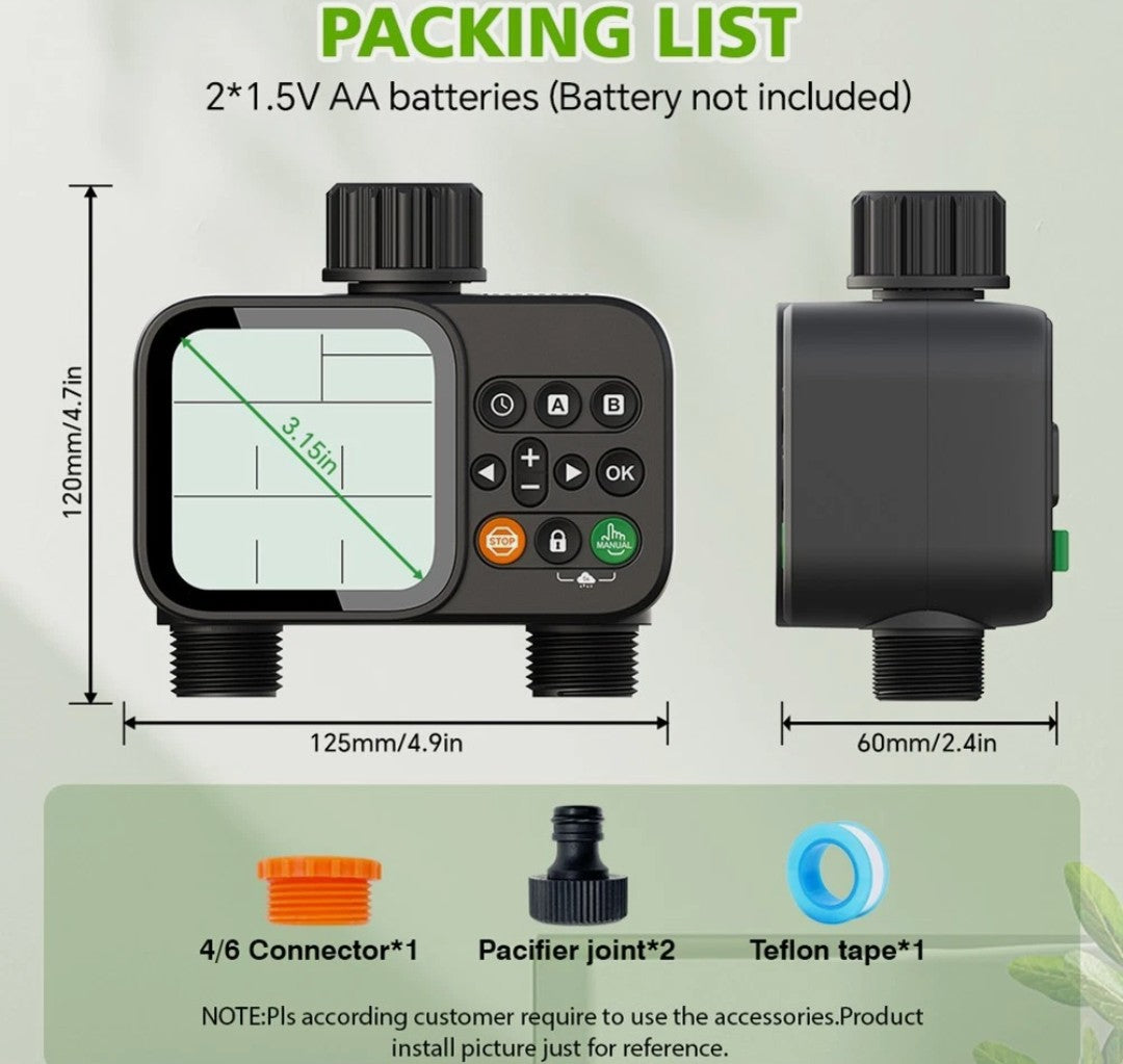Smart Dual Outlet Water Timer for Automatic and Manual Irrigation Control