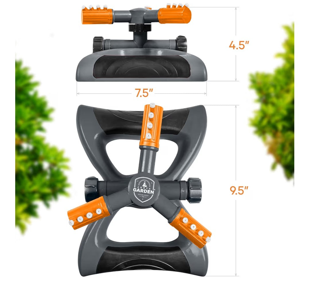 Joeys Sprinkler for Yard, Rotating Garden Sprinkler for Large Area Coverage, Lawn and Yard Sprinklers (Orange)