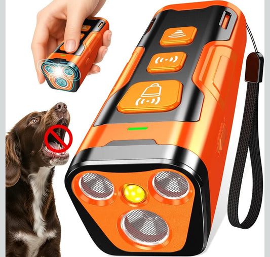 Dog Bark Deterrent Device, 3X Ultrasonic Anti Barking, 6 Training Modes 23 FT Range Barks No More Indoors Outdoors Behavior Correct Safe & Humane Rechargeable Compact Bark Control for Dogs