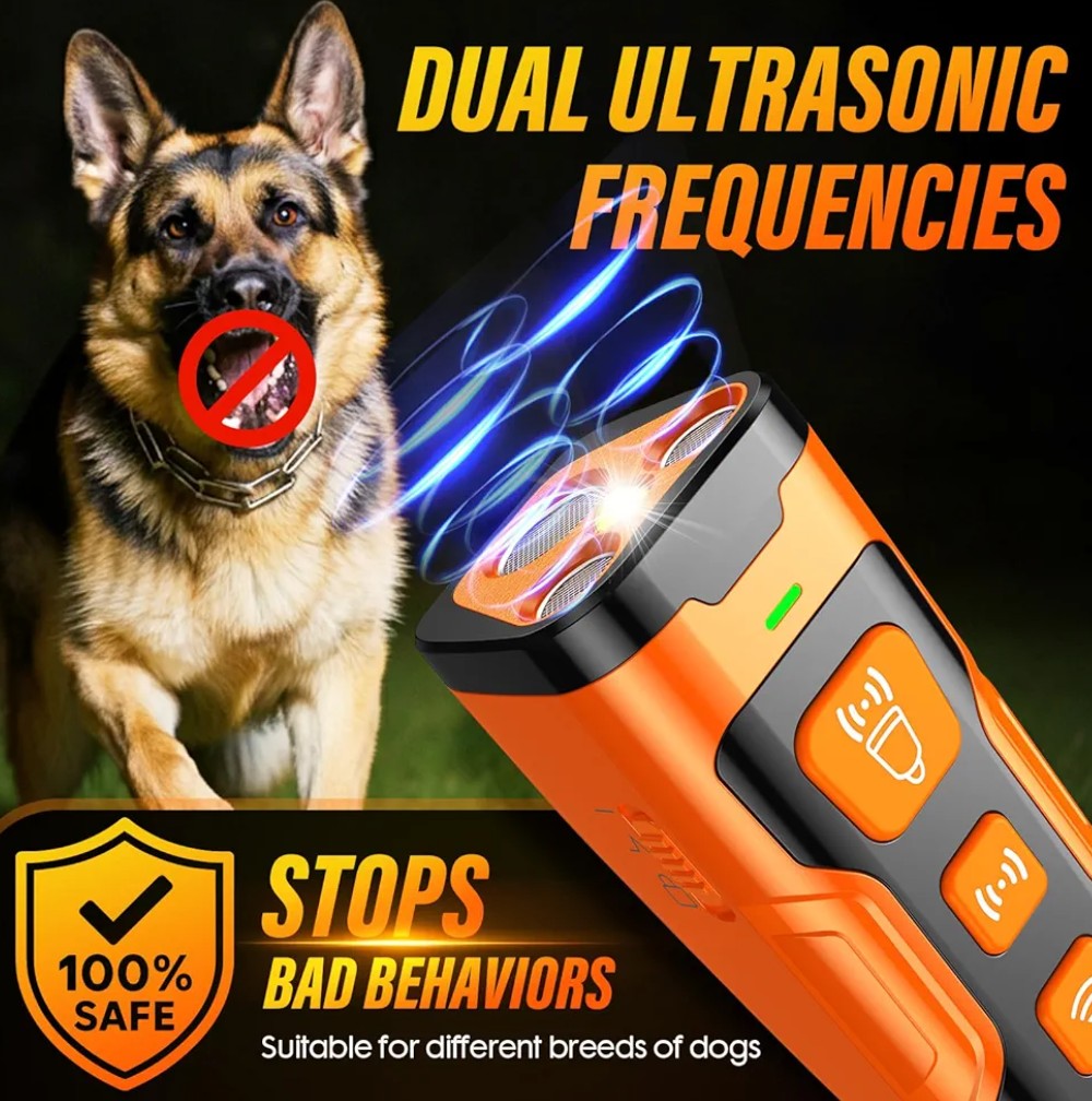 Dog Bark Deterrent Device, 3X Ultrasonic Anti Barking, 6 Training Modes 23 FT Range Barks No More Indoors Outdoors Behavior Correct Safe & Humane Rechargeable Compact Bark Control for Dogs