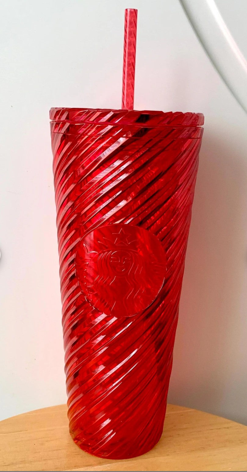 Starbucks Red Swirl Cold Cup Tumbler 24 oz