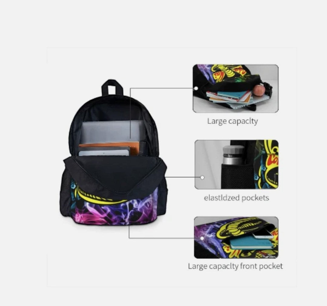 Cobra Kai Cartoon Backpack 17 Inch Large Capacity Laptop Backpack
