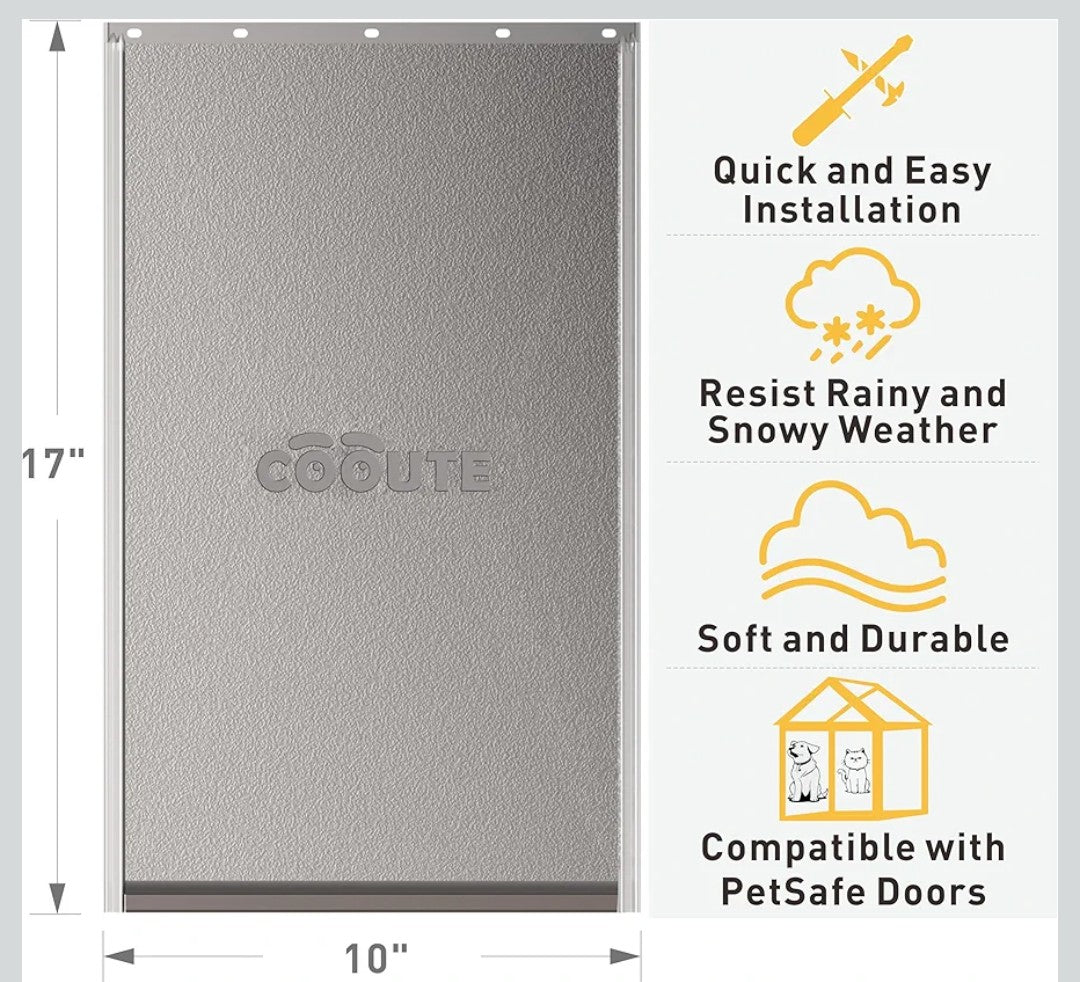2 Pack Dog Door Replacement Flap with Magnetic Closure, Compatible with PetSafe Freedom Dog and Cat Door PAC11-11039 Large 10 1/4" w x 17" h with 10PCS Screws