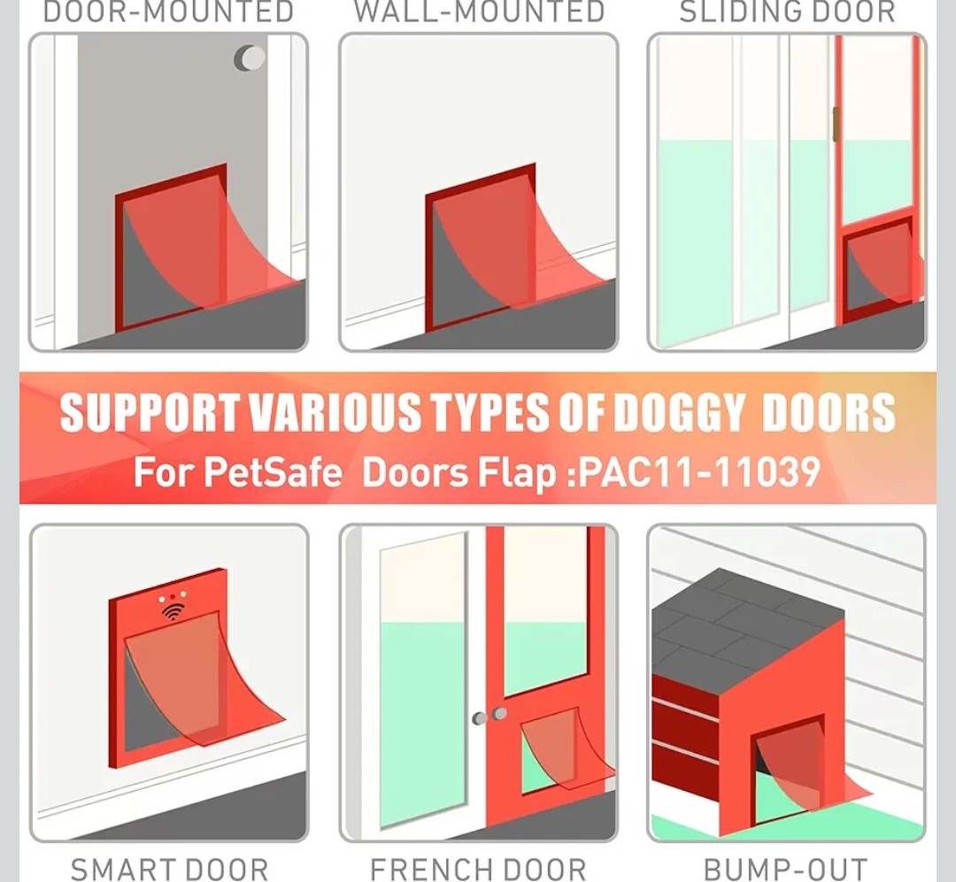 2 Pack Dog Door Replacement Flap with Magnetic Closure, Compatible with PetSafe Freedom Dog and Cat Door PAC11-11039 Large 10 1/4" w x 17" h with 10PCS Screws