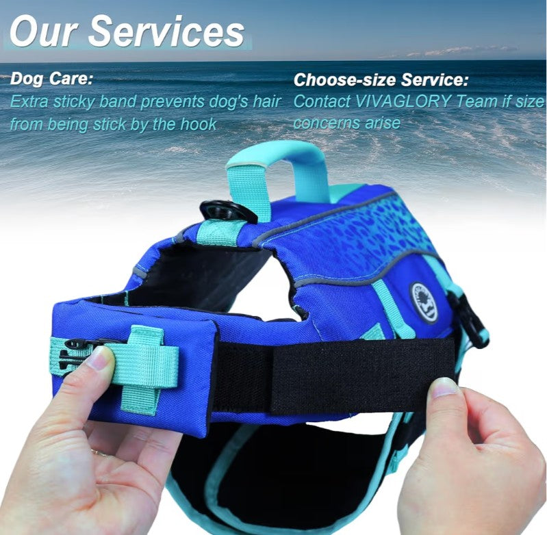 VIVAGLORY Front Float Dog Life Vest, Dog Life Jacket for Swimming & Boating, Swimming Vest with Chin Float & Handle, Ripstop & Buoyancy for Puppy Doggy, XXS, Dark Blue