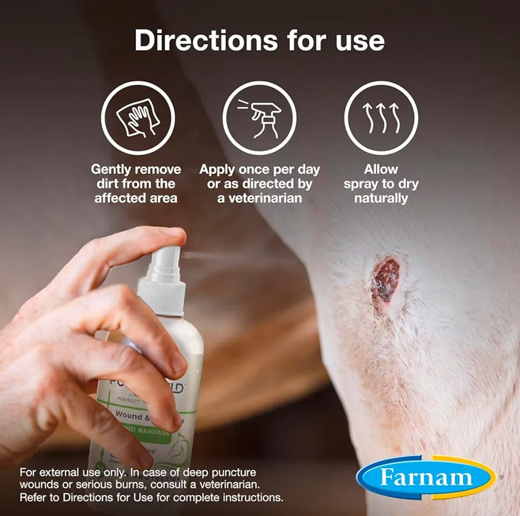 Farnam Purishield Wound and Skin Care Liquid Bandage Plus, Promotes Healing* and Provides 24-Hour Barrier* for Horses, Dogs, Cats & Livestock