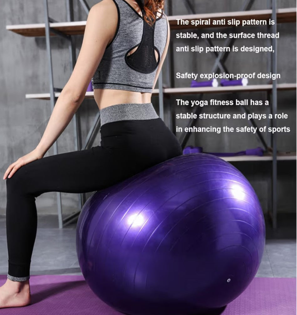 Exercise Ball, Explosion-Proof Yoga Balance Ball(25in /65cm) with Pump, Heavy Duty Swiss Ball for Fitness, Pregnancy, Balance & Physical Therapy, Fitness in Home/Gym/Office