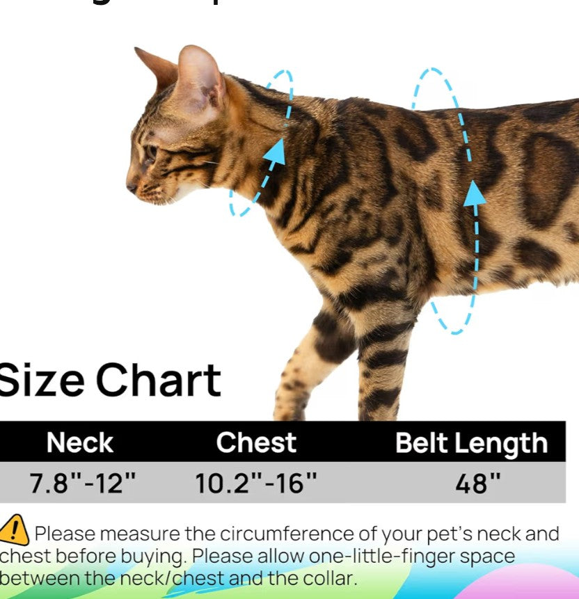 Cat Harness and Leash Set - Escape Proof Adjustable Cat Harness, Comfortable Soft Lightweight, Use Safe & Easy, Walking Travel Kitten Harness for Small Medium Large Cats (Hawaii Green)