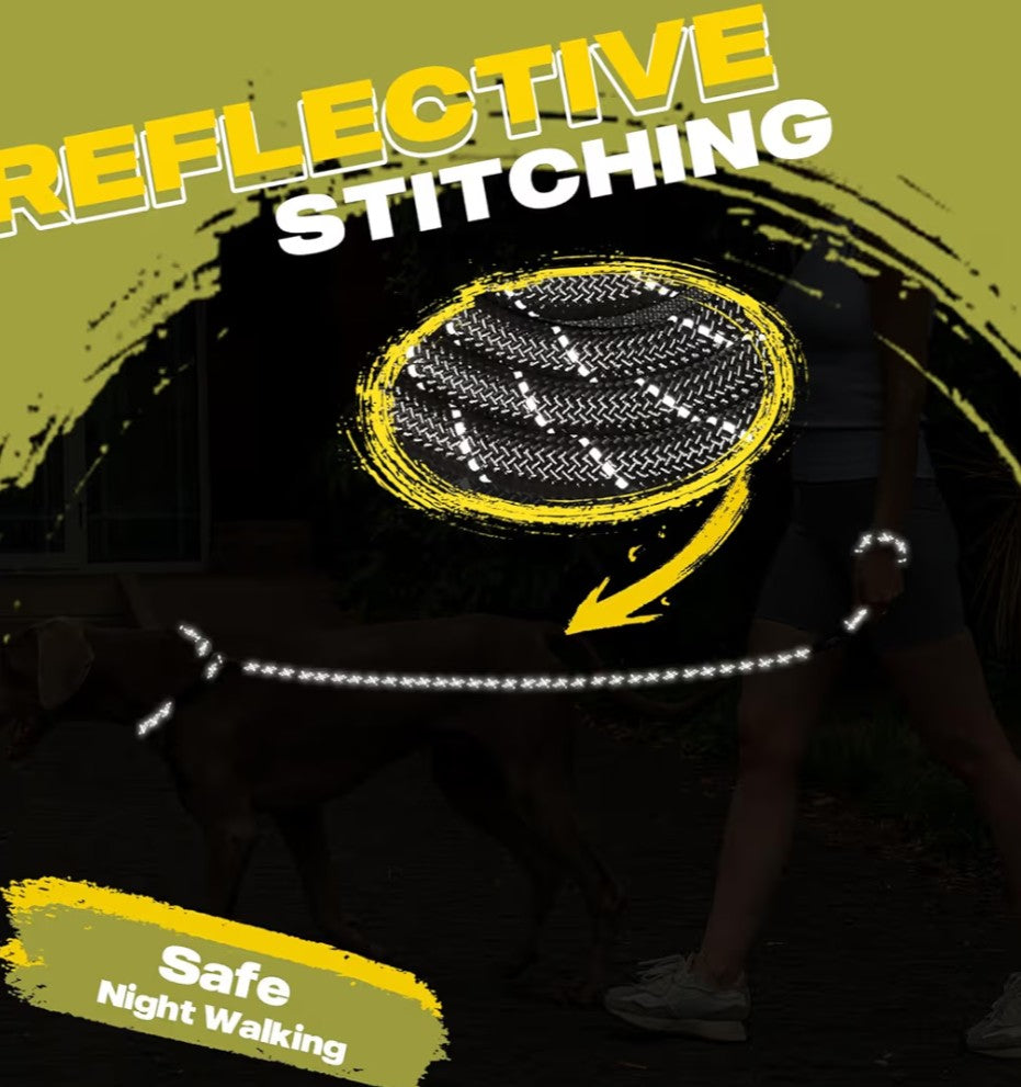 Fida Durable Slip Lead Dog Leash, 6 FT x 1/2" Heavy Duty Dog Loop Leashes, Comfortable Strong Rope Slip Leash for Large Medium Dogs, No Pull Pet Training Lead with Highly Reflective(1/2", Black)