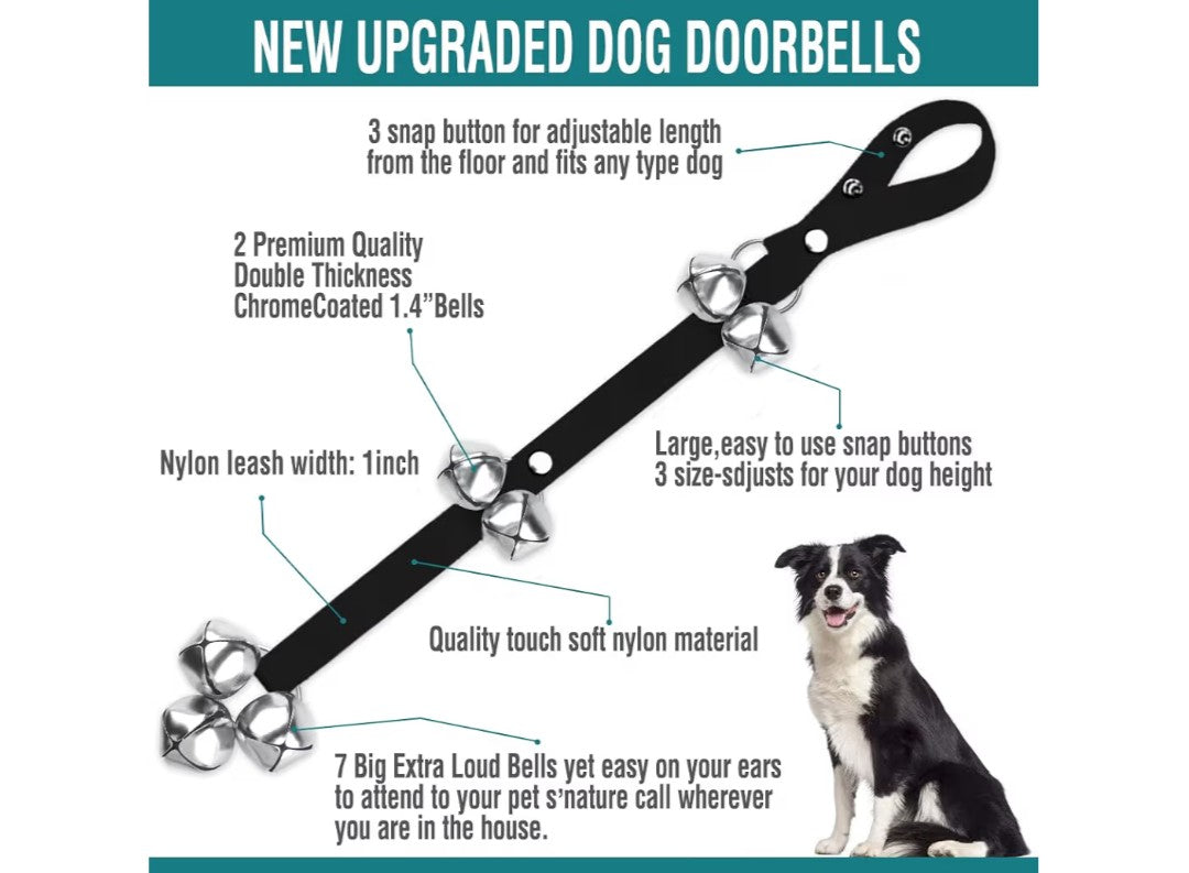 BLUETREE Dog Doorbells Premium Quality Training Potty Great Dog Bells Adjustable Door Bell Dog Bells for Potty Training Your Puppy The Easy Way - 7 Extra Large Loud 1.4 DoorBells