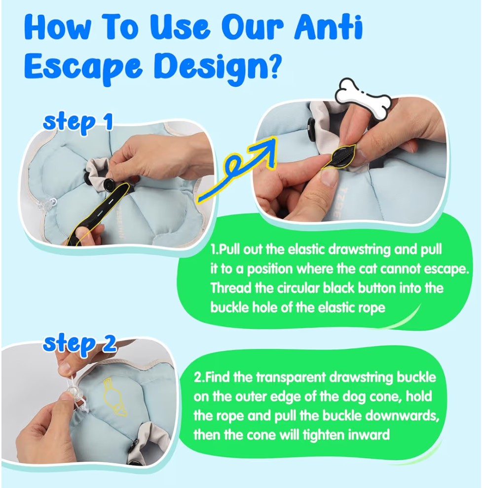 Soft Small Dog Cone Collar Alternative for Small Dogs(Puppy Yorkshire Puppy Chihuahua Pomeranian), Comfortable Dog Neck Recovery Cone, Adjustable Head Pillow Cone After Surgery to Stop Licking