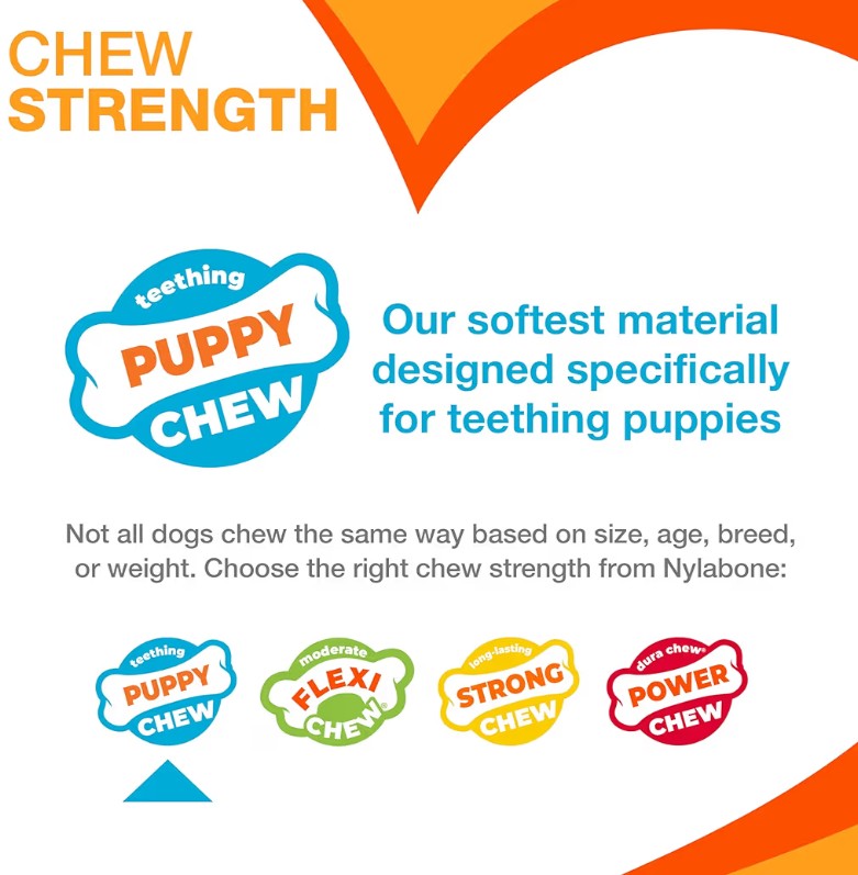 Nylabone New Puppy Starter Kit, 2 Chew Toys and 1 Natural Treat for Puppies, Puppy Teething Toy, Bacon & Chicken Flavor, Small Dogs - Up to 25 lbs., 3 Pack