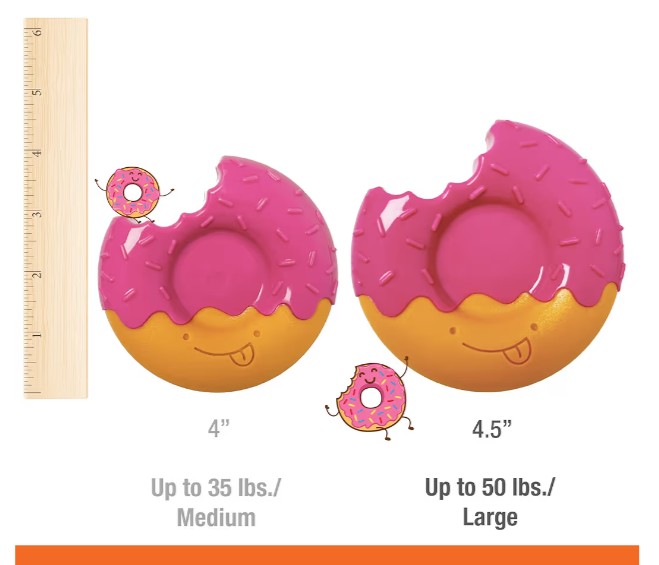 Nylabone Donut Power Chew Toy for Dogs, Dog Toys for Aggressive Chewers, Bacon Glazed Flavor, Medium Dogs - Up to 35 lbs, 1 Count