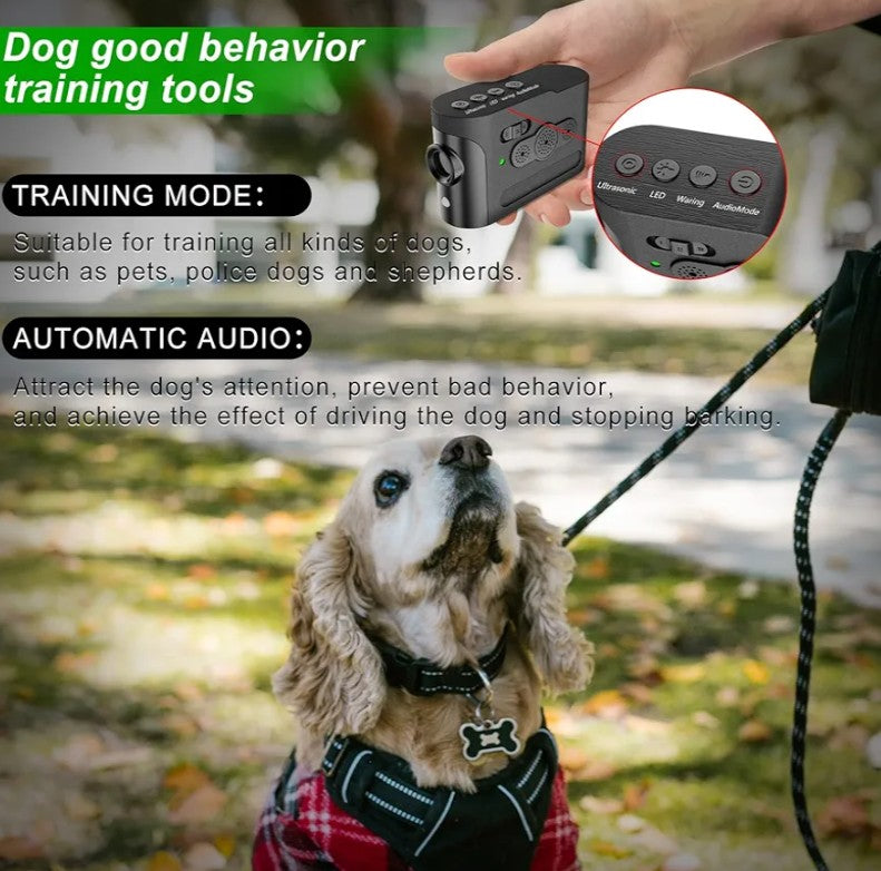 YQGWVFI Sonic Anti-Barking Device, Rechargeable Ultrasonic Dog Bark Deterrent, Automatic and Manual 2 Modes (Automatic Ultrasonic Anti-Barking and Manual Dog Training), Indoor and Outdoor Universal