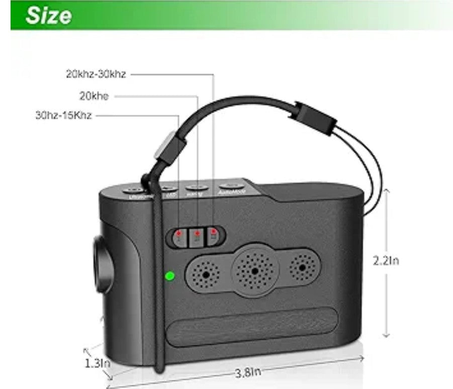 YQGWVFI Sonic Anti-Barking Device, Rechargeable Ultrasonic Dog Bark Deterrent, Automatic and Manual 2 Modes (Automatic Ultrasonic Anti-Barking and Manual Dog Training), Indoor and Outdoor Universal