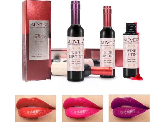 6 Colors Lipgloss Matte, Cute Wine Bottle Lip Tint Wand Set, Waterproof Non-stick Cup Liquid Lipstick Long Lasting All Day Seduction