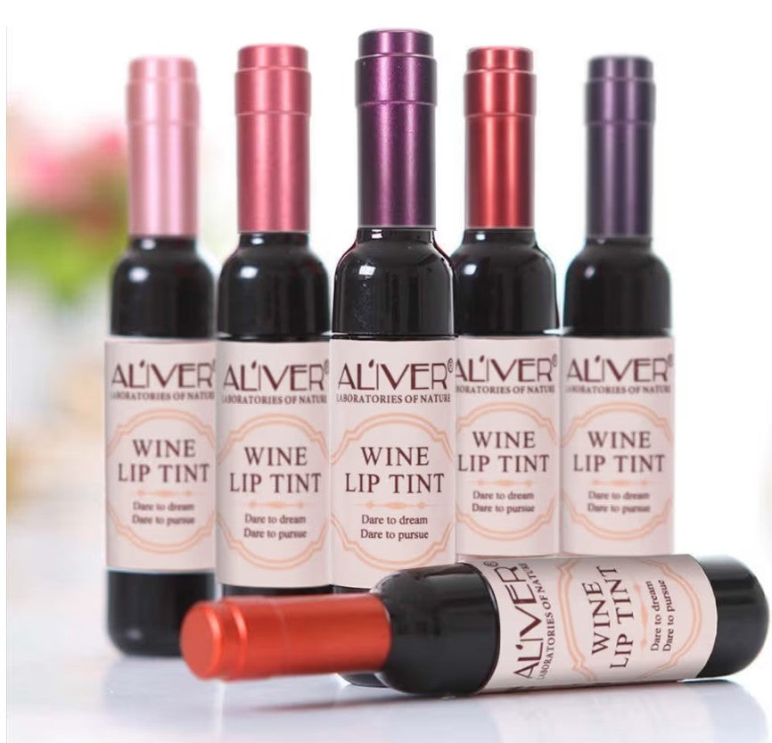 6 Colors Lipgloss Matte, Cute Wine Bottle Lip Tint Wand Set, Waterproof Non-stick Cup Liquid Lipstick Long Lasting All Day Seduction