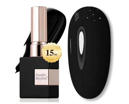 Double Rhythm Gel Nail Polish Black-A1015 for Women 15ML, Pure Sheer, Same Color Same Bottle, Soak Off, Art Manicure, Salon, DIY at Home