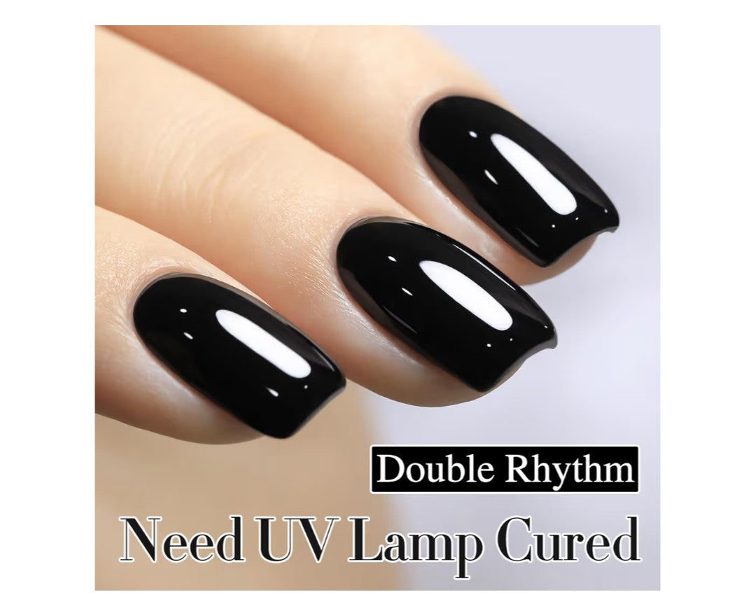 Double Rhythm Gel Nail Polish Black-A1015 for Women 15ML, Pure Sheer, Same Color Same Bottle, Soak Off, Art Manicure, Salon, DIY at Home