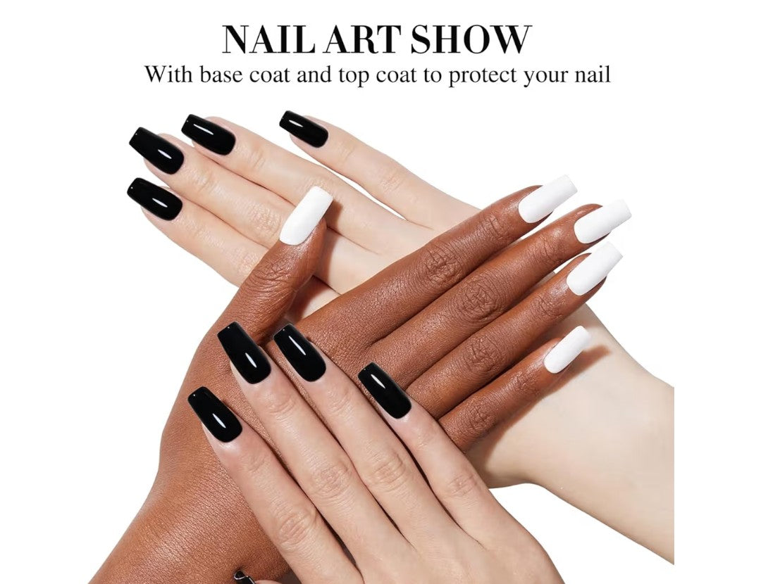 Double Rhythm Gel Nail Polish Black-A1015 for Women 15ML, Pure Sheer, Same Color Same Bottle, Soak Off, Art Manicure, Salon, DIY at Home