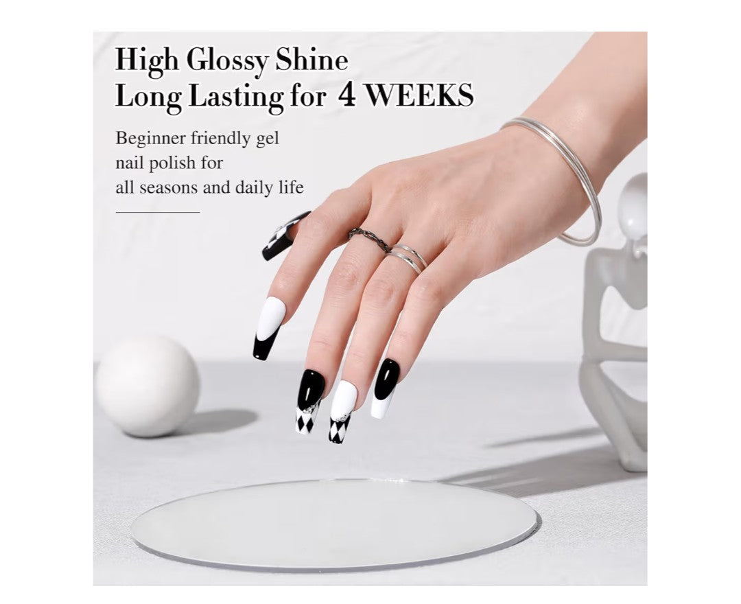 Double Rhythm Gel Nail Polish Black-A1015 for Women 15ML, Pure Sheer, Same Color Same Bottle, Soak Off, Art Manicure, Salon, DIY at Home