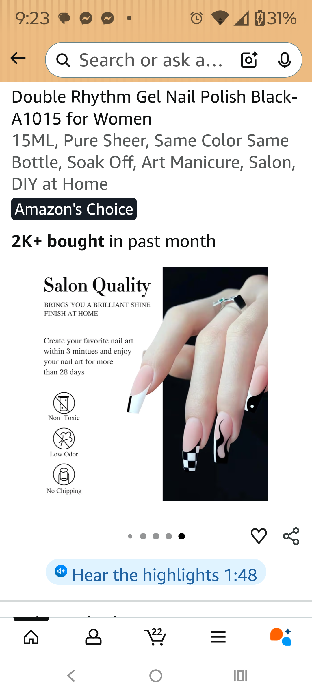 Double Rhythm Gel Nail Polish Black-A1015 for Women 15ML, Pure Sheer, Same Color Same Bottle, Soak Off, Art Manicure, Salon, DIY at Home