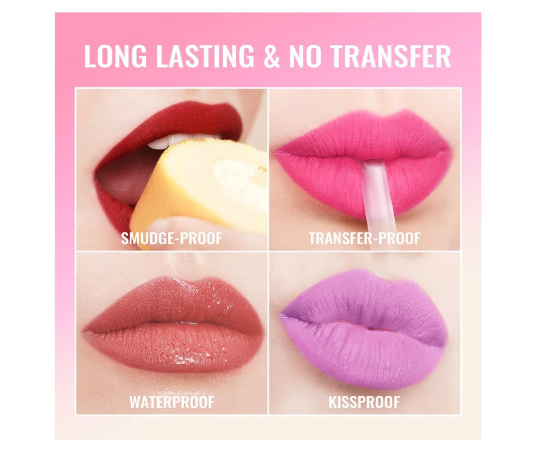 Oulac Liquid Matte Lipstick, Deep Fuchsia Lip Color, Long Lasting Lipsticks for Women, High-Pigmented, Lightweight, Creamy and Melting Texture, Vegan&Clean Beauty, Rose Lip, 4.5ml (M06) Sunset Kiss