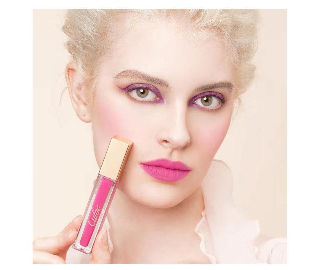 Oulac Liquid Matte Lipstick, Deep Fuchsia Lip Color, Long Lasting Lipsticks for Women, High-Pigmented, Lightweight, Creamy and Melting Texture, Vegan&Clean Beauty, Rose Lip, 4.5ml (M06) Sunset Kiss