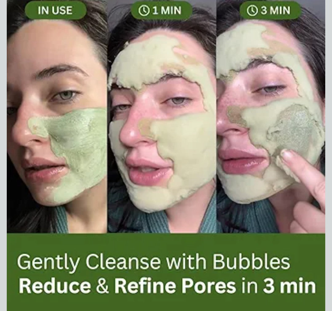 P.CALM Holy Basil Bubble Deep Mask – Holy Basil & Carbonated Water for Cleansing Pores & Blackheads, Korean Clay to Bubble Wash-Off Pack (90g / 3.17 oz)